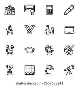 Coleção de Ferramentas Educacionais Line Art