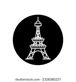 Arte de la línea del símbolo de la torre Eiffel, icono de la torre de eiffel redonda