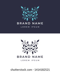
line art, elegant flower logo