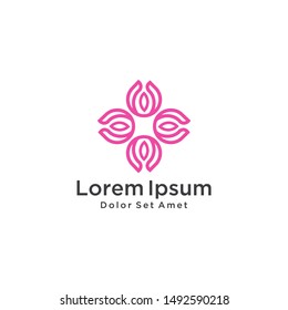 line art, elegant flower logo vector icon template