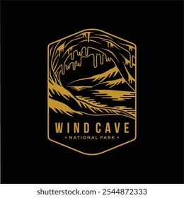 line art Emblem patch logo illustration of Wind Cave National Park