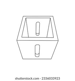 dibujo de línea Modelo de diseño de ilustración de caja de madera vacía, símbolo vectorial, signo, ilustración de contorno.