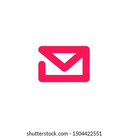  line art, envelope icon, mail icon vector , modern pink color on white background