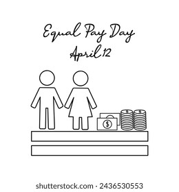 line art of Equal Pay Day good for Equal Pay Day celebrate. line art. illustration.