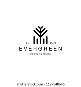 Line Art Evergreen / Pine tree Logo design inspiration
