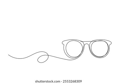 Line Art Eye Glasses Illustration. One Continuous Outline Curve Hand Drawn Glasses Sketch. Editable Vector Wavy Stroke. Flexible Drawn Line Glasses Form Trendy Modern Design. 