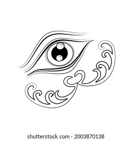 Line art of eye. Isolate on white background space for your text,background,card,fill color . Concept scared,look, fear,emotions. Vector illustration.