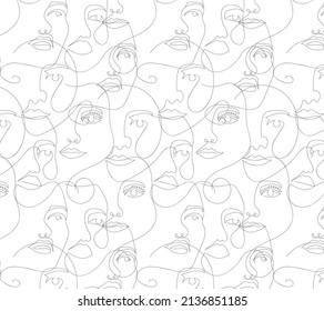 Line Art, Gesichtszeichnung, Vektorgrafik. Modernes trendiges Muster.