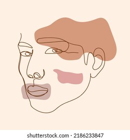 Line art face One line drawing style.