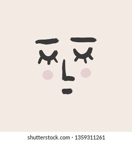Line art face portrait. Trendy print for clothes, textile and other. Clip art