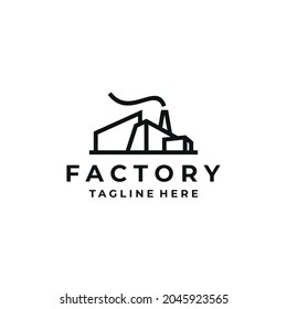 Line art Factory building logo design. Modern industrial logo design