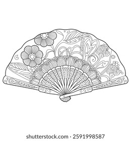 A line art a fan illustration of a coloring page