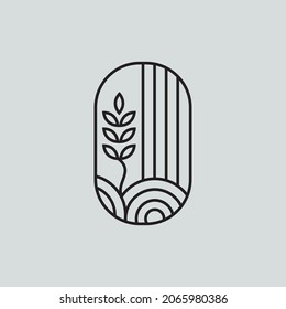 Line art farm logo illustration design for your company or business