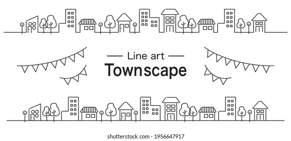 Line art fashionable cityscape illustration