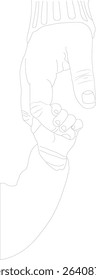 Line art of a father holding his son’s hand, symbolizing love, protection, and the strong bond of Father’s Day.
