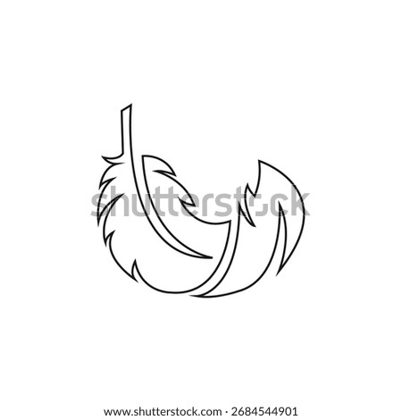 Line art feather icon representing delicate touch and sensitive skin care. Perfect symbol for beauty, dermatology, and cosmetic product packaging.