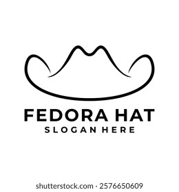 Line art Fedora Hat logo design. Flat vector fedora hat icon symbol.