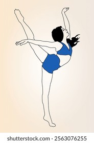 Line art of a female ballerina dancing