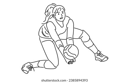 line art of female professional volleyball player