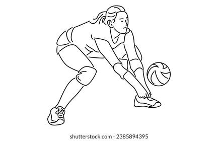 line art of female professional volleyball player