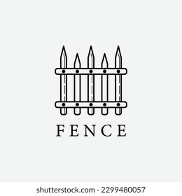 line art fence logo icon design, wooden gate design