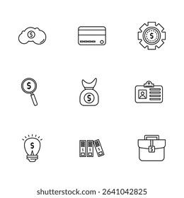 Line Art Finance and Banking Icon Set Collection