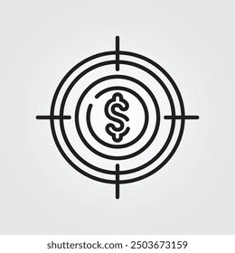 Line art finance target icon logo vector illustration design, for business and finance symbol