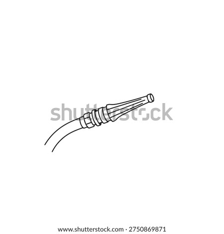 Line art of a fire hose nozzle, symbolizing water delivery and firefighting efforts for International Firefighters' Day.