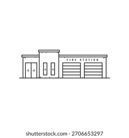 Line Art Fire Station Building Illustration