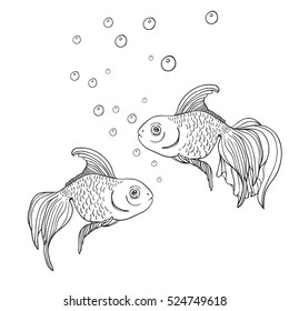 Line Art Fish Contour Illustration Vector 