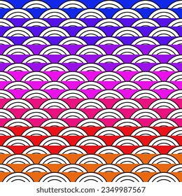 line art of fish scale pattern isolated on white background, tile pattern line, mermaid tail pattern grid for decoration