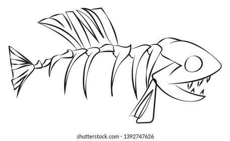 Line Art Fish Skeleton Mouth Wide Stock Vector (Royalty Free ...