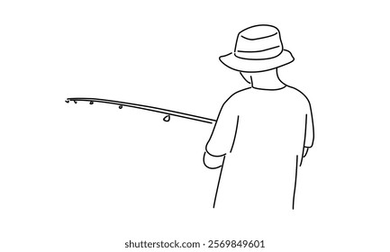 line art of fisherman illustration