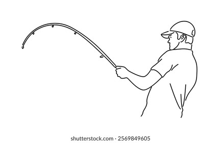 line art of fisherman illustration