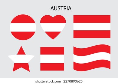 Line art flag of austria figures. Geometric design. Vector illustration.