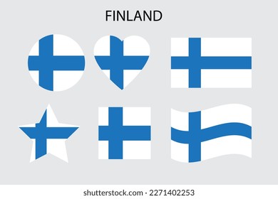 Line art flag of Finland figures. Geometric design. Vector illustration.