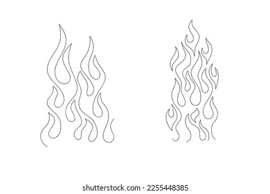 Line art flames in minimalism style. Fire vector illustration. 