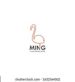 line art flamingo bird logo design