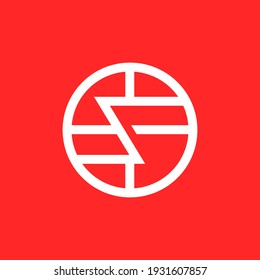 line art flash disk logo : F and D, a simple symbol pictogram