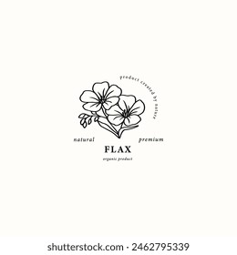 Line art flax flower logo