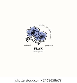 Line art flax flower logotype