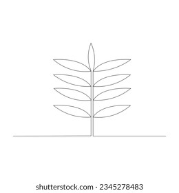 Line Art Floral branch and minimalist Tree for your design. Hand drawn line wedding herb, elegant leaves vector