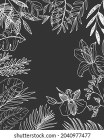 Fondo de marco floral de arte de línea con para tarjetas de boda etc