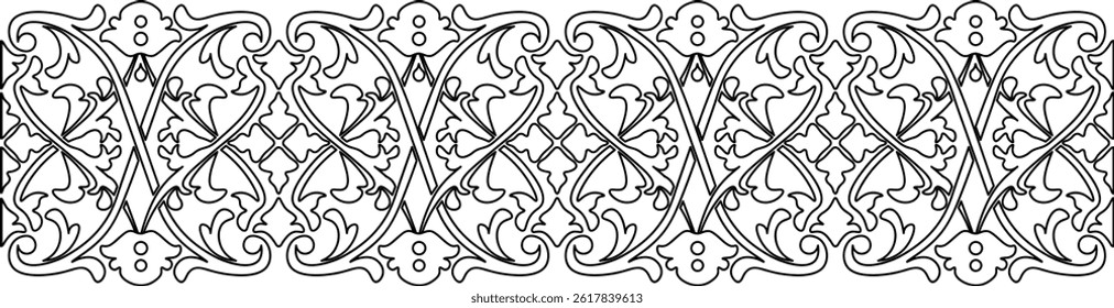 line art floral pattern. pattern with black line. pattern van be repeated. floral pattern for decoration