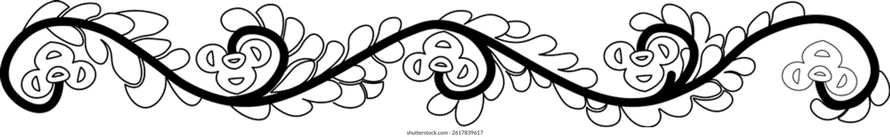 Linie Kunst Blumenmuster. Muster mit schwarzer Linie. muster van wiederholt werden. Blumenmuster für Dekoration