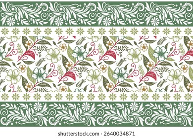 Line art floral pattern in one line style. Seamless flower arrangement. Designed for fashion textiles and kitchen wear.

