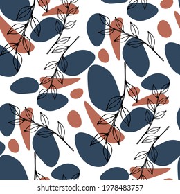 Line art floral pattern. Trendy texture for any purposes. Bright and colorful spring or summer print.	