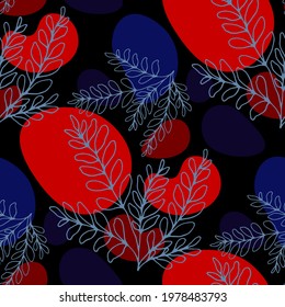 Line art floral pattern. Trendy texture for any purposes. Bright and colorful spring or summer print.	