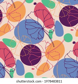 Line art floral pattern. Trendy texture for any purposes. Bright and colorful spring or summer print.	