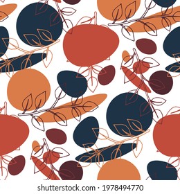 Line art floral pattern. Trendy texture for any purposes. Bright and colorful spring or summer print.	